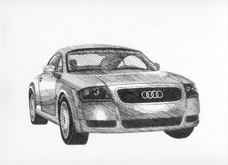Audi TT — crosshatched ballpoint pen