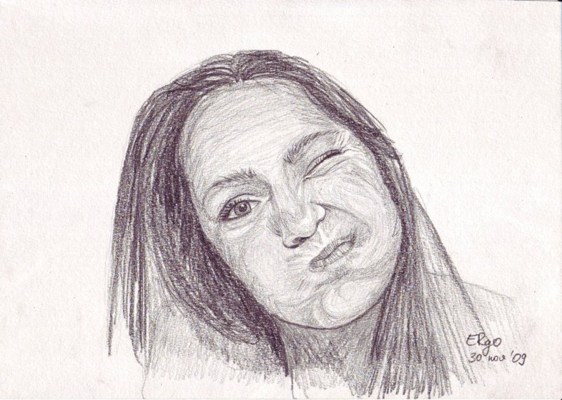 Portrait Drawing - Playful Wink